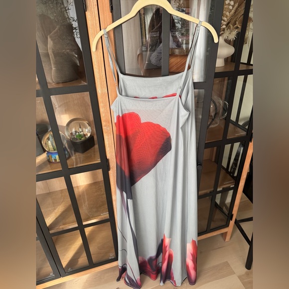 Luciana maxi dress flower mesh tulip long rat&boat spaghetti straps sheer - Picture 3 of 12